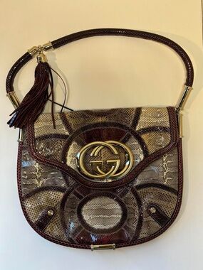 Authentic Gucci Vintage Charlotte Patchwork Python Interlocking G Hobo Bag